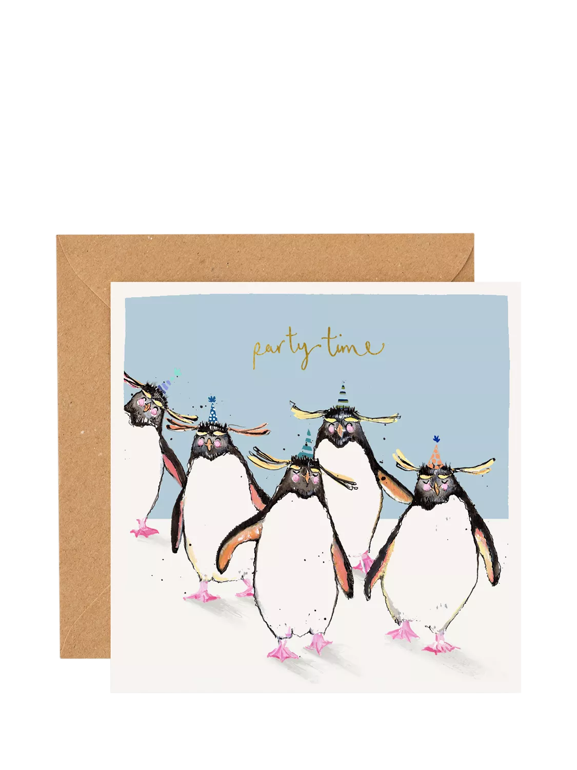 Louise Mulgrew Designs Party Time Penguins birthday card (British brand)