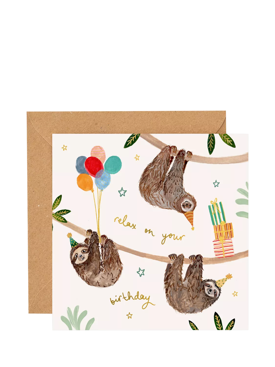 Louise Mulgrew Designs sloth birthday card, imported from the UK
