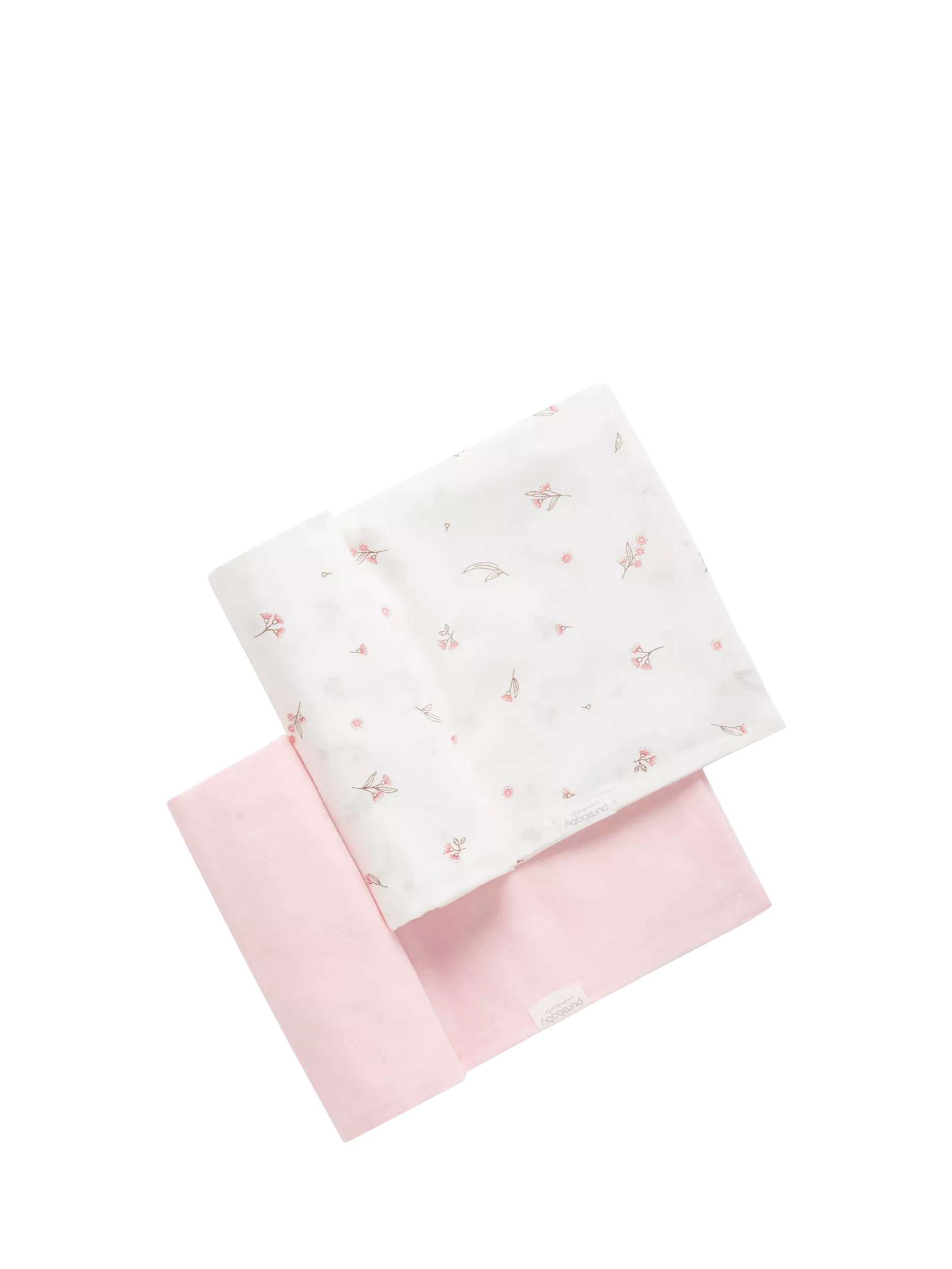 Purebaby muslin wrap set 2-pack pale pink blossom (British brand)