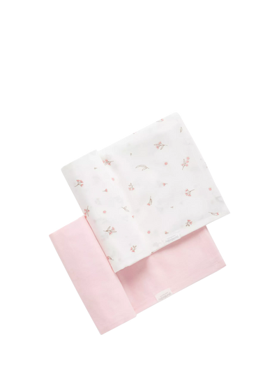 John Lewis Purebaby Baby Essentials Cotton Muslin Wrap Set Pale Pink Blossom Pack of 2- Buy online at McGrocer