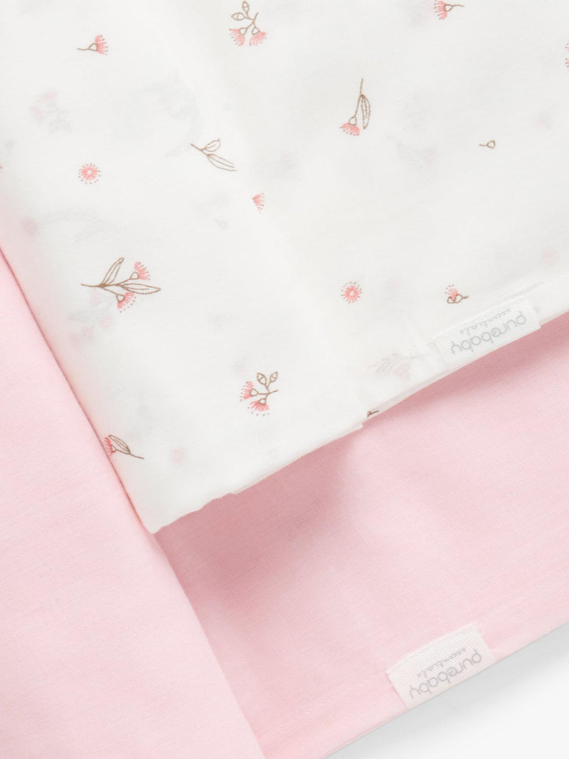 Purebaby muslin wrap set 2-pack pale pink blossom (British brand)