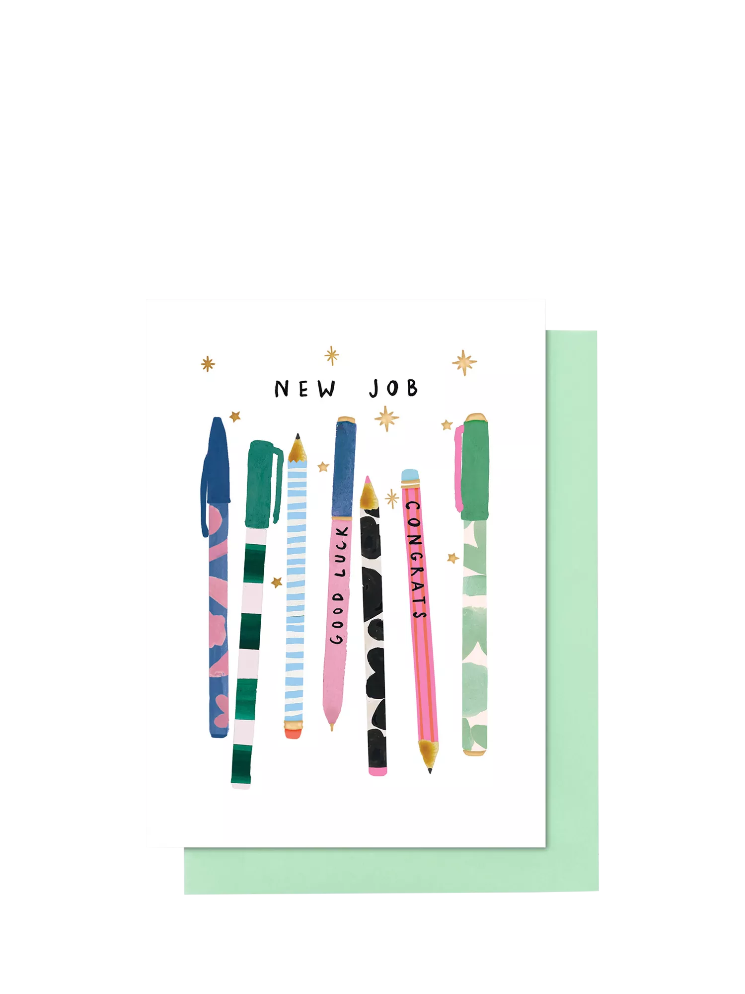 Stop the Clock Design new job card blank inside green envelope, UK version