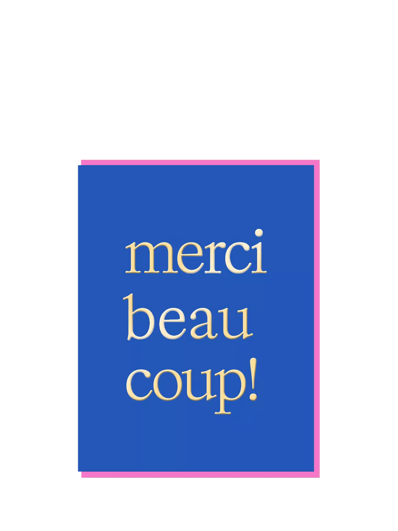 Nineteen Seventy Three Merci Beaucoup thank you card with pink envelope, imported from the UK