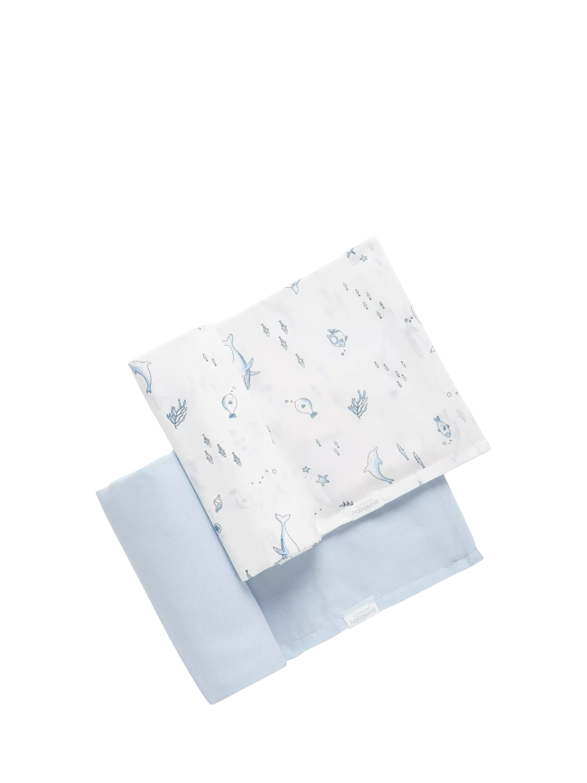Purebaby muslin wrap set pale blue nautical pack of 2 (British brand)