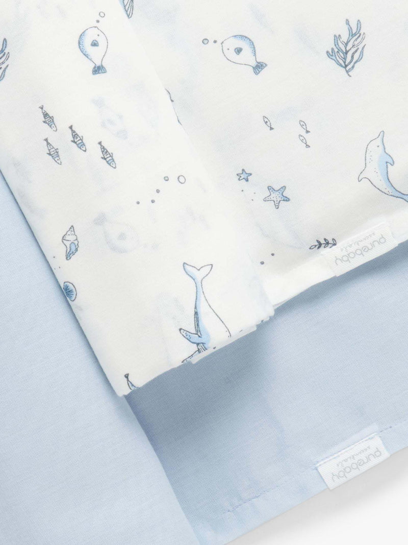 Purebaby muslin wrap set pale blue nautical pack of 2 (British brand)