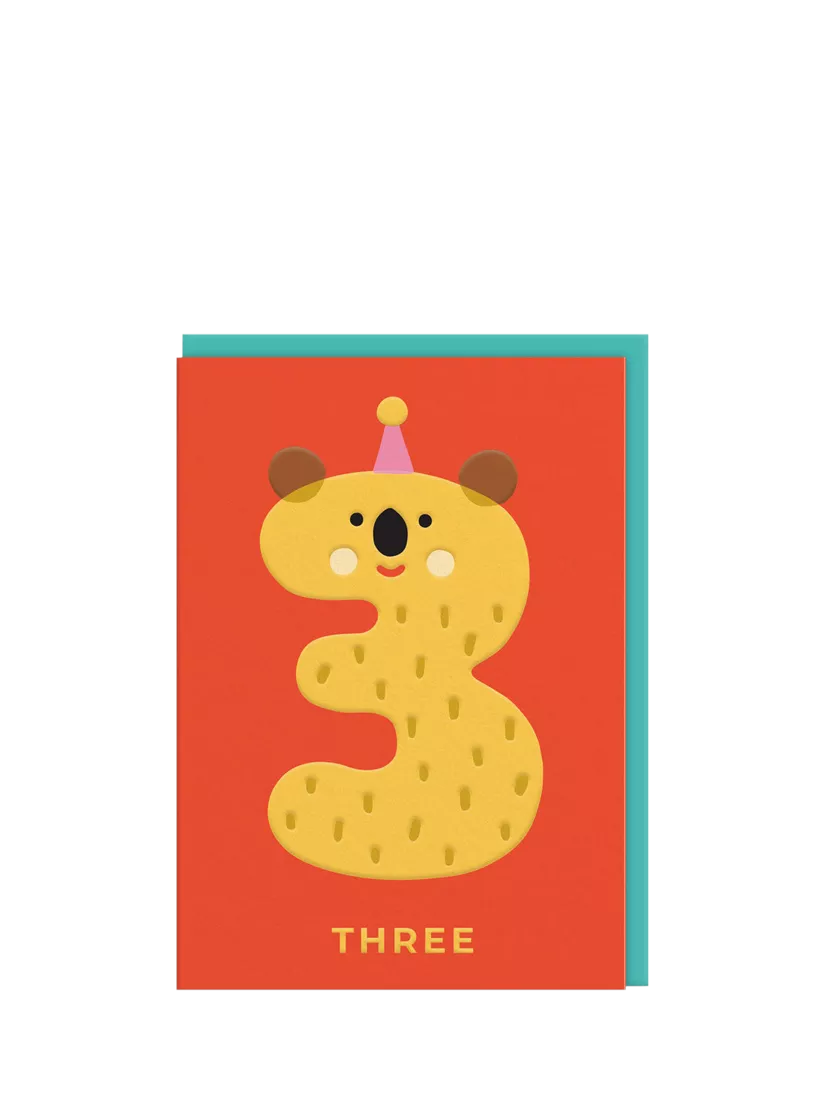 Ohh Deer koala birthday card for age 3, imported from the UK