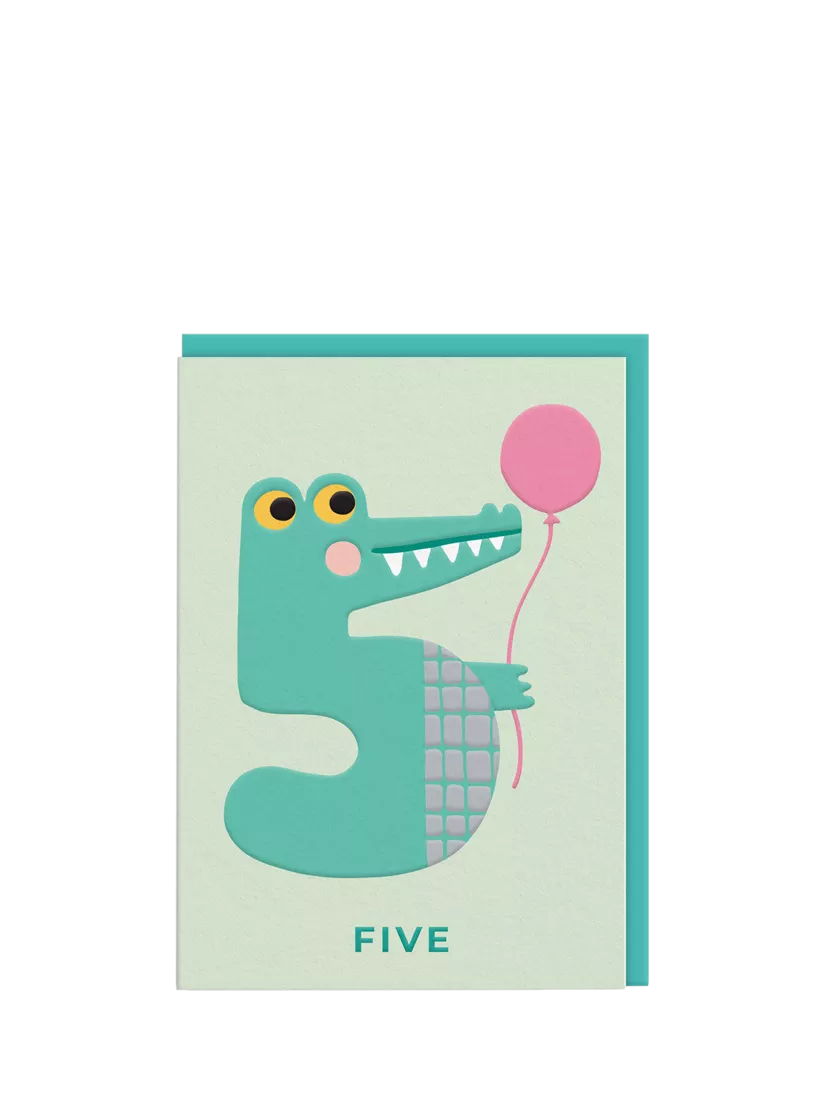 Ohh Deer 5th birthday card with blue envelope - British product