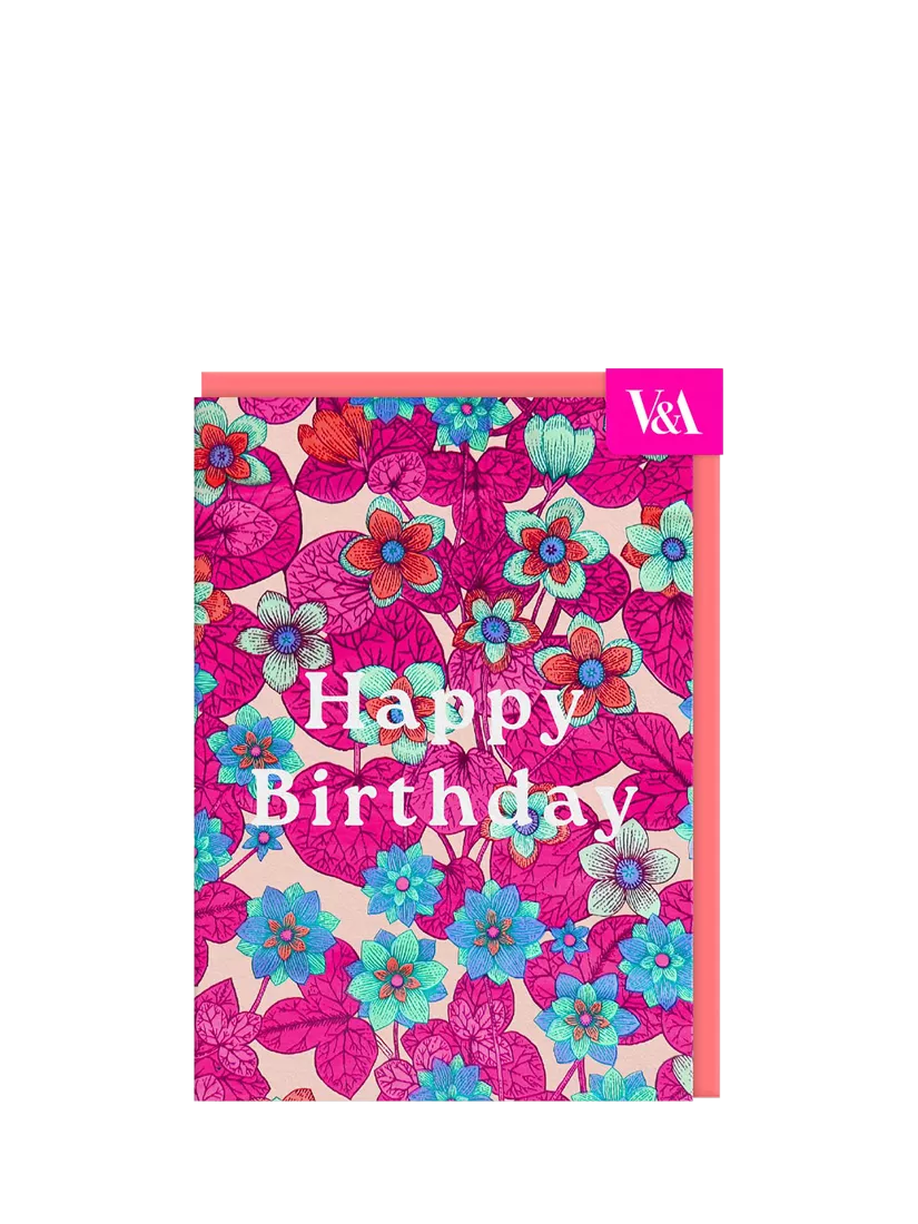 Ohh Deer neon floral birthday card (British brand)