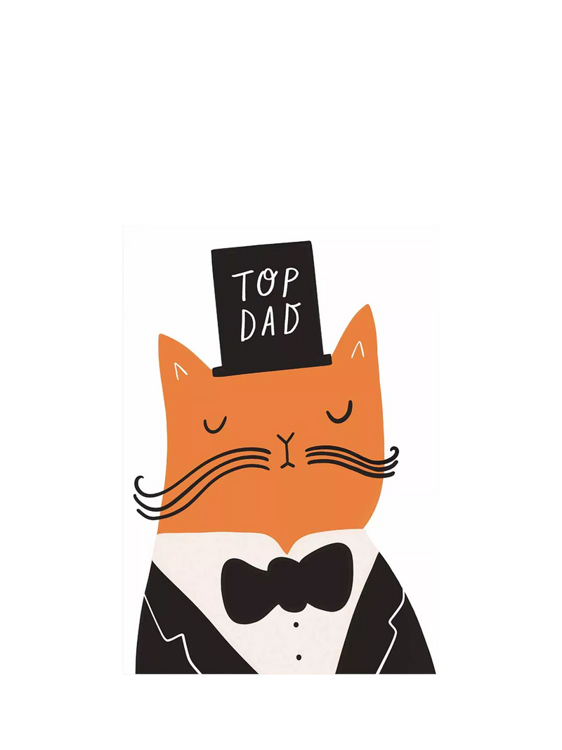 Kitty Kenda dad birthday card featuring cat with top hat - British product