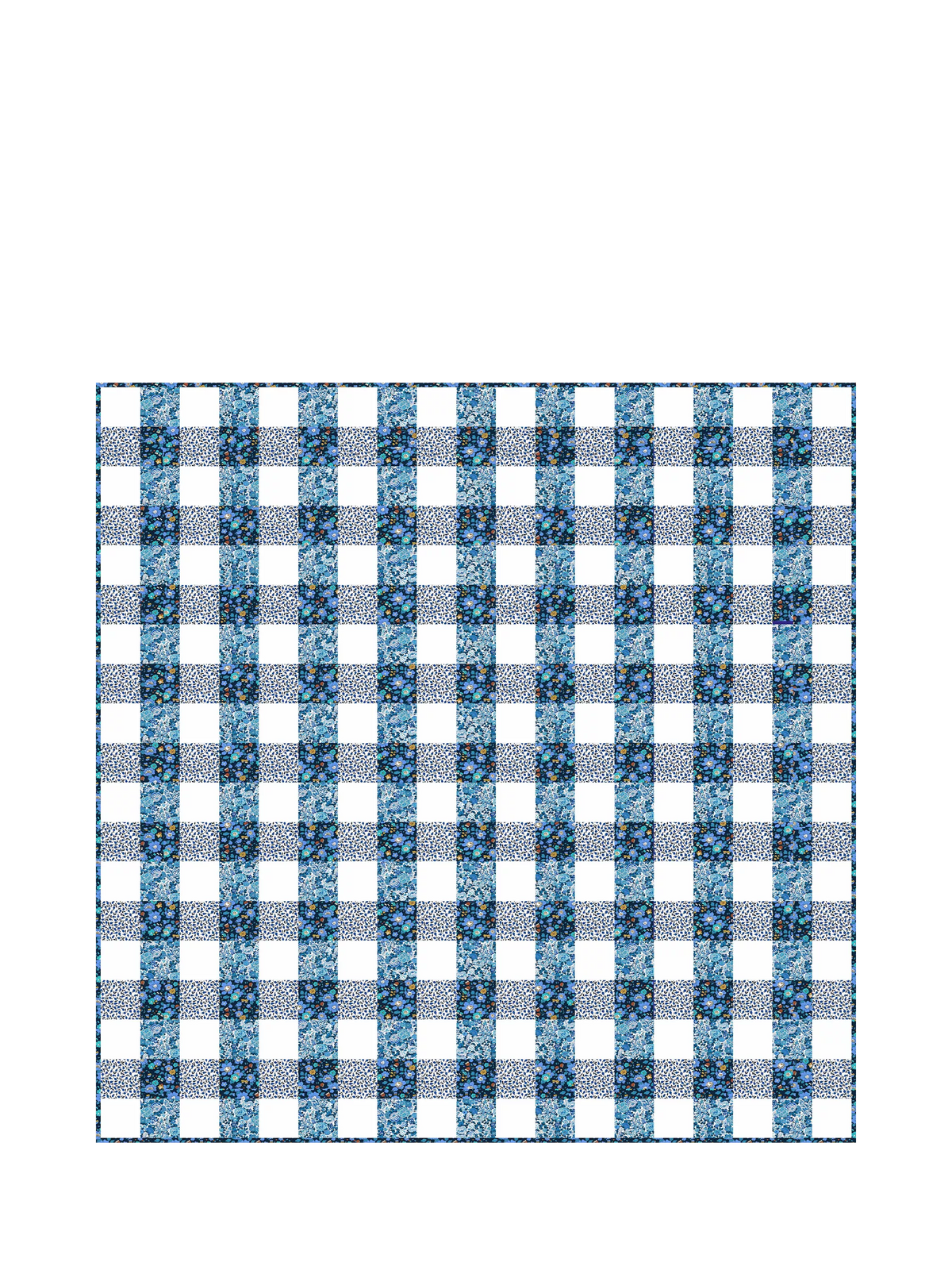Alice Caroline blue gingham patchwork quilt kit 147x147cm - British product