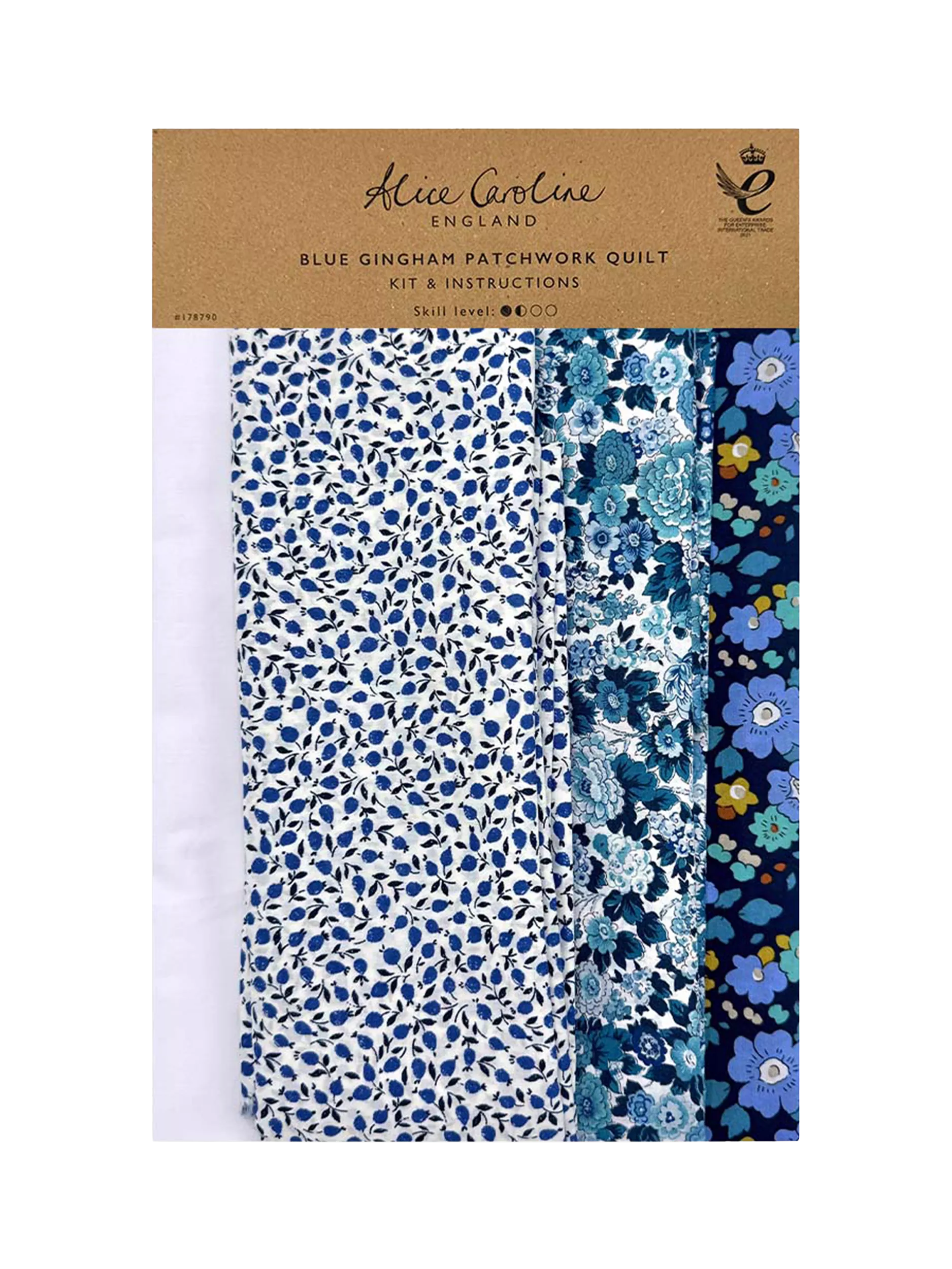 Alice Caroline blue gingham patchwork quilt kit 147x147cm - British product