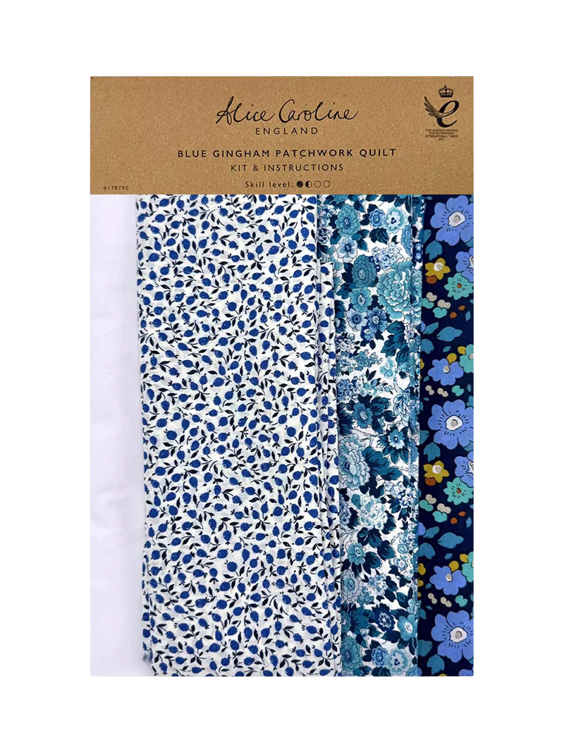 Alice Caroline blue gingham patchwork quilt kit 147x147cm - British product