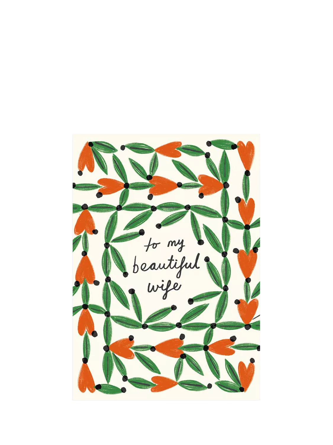Kitty Kenda hearts and leaves birthday card, imported from the UK