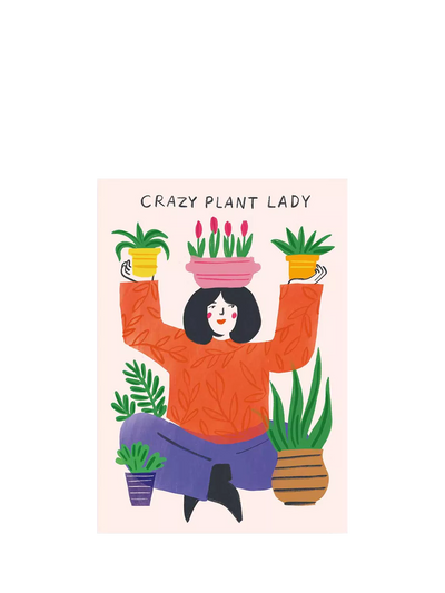 John Lewis Kitty Kenda Lady Surrounded By Plants Blank Greeting Card- Buy online at McGrocer