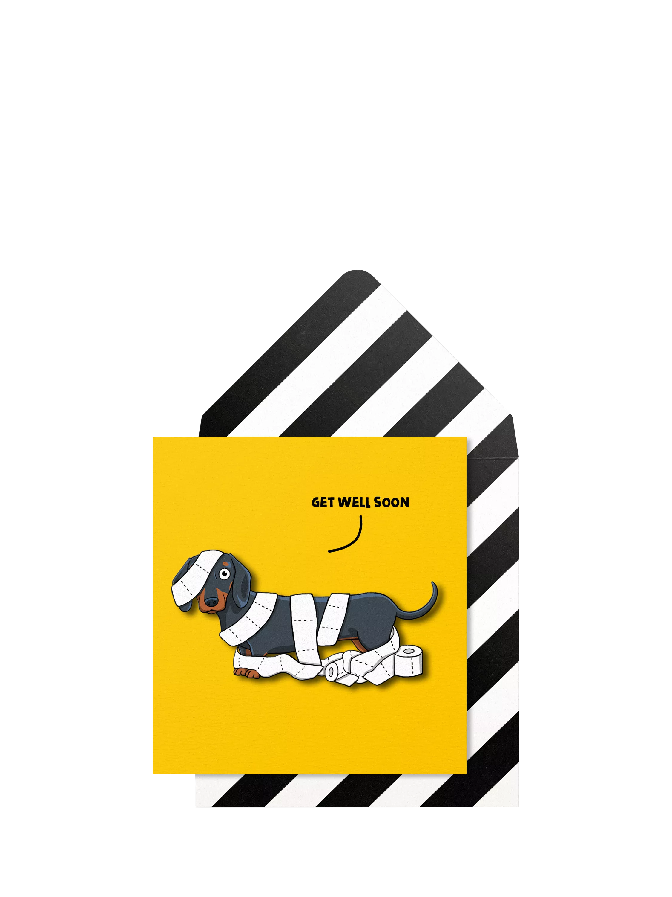 Tache Crafts Dachshund Get Well Soon card with envelope - British product