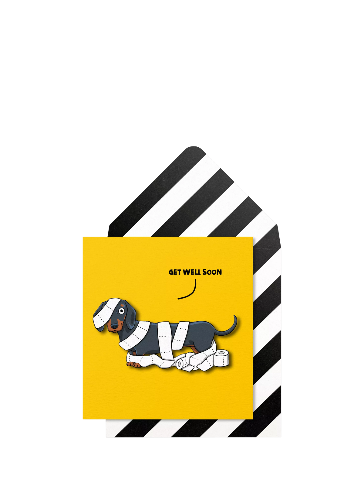 Tache Crafts Dachshund Get Well Soon card with envelope - British product