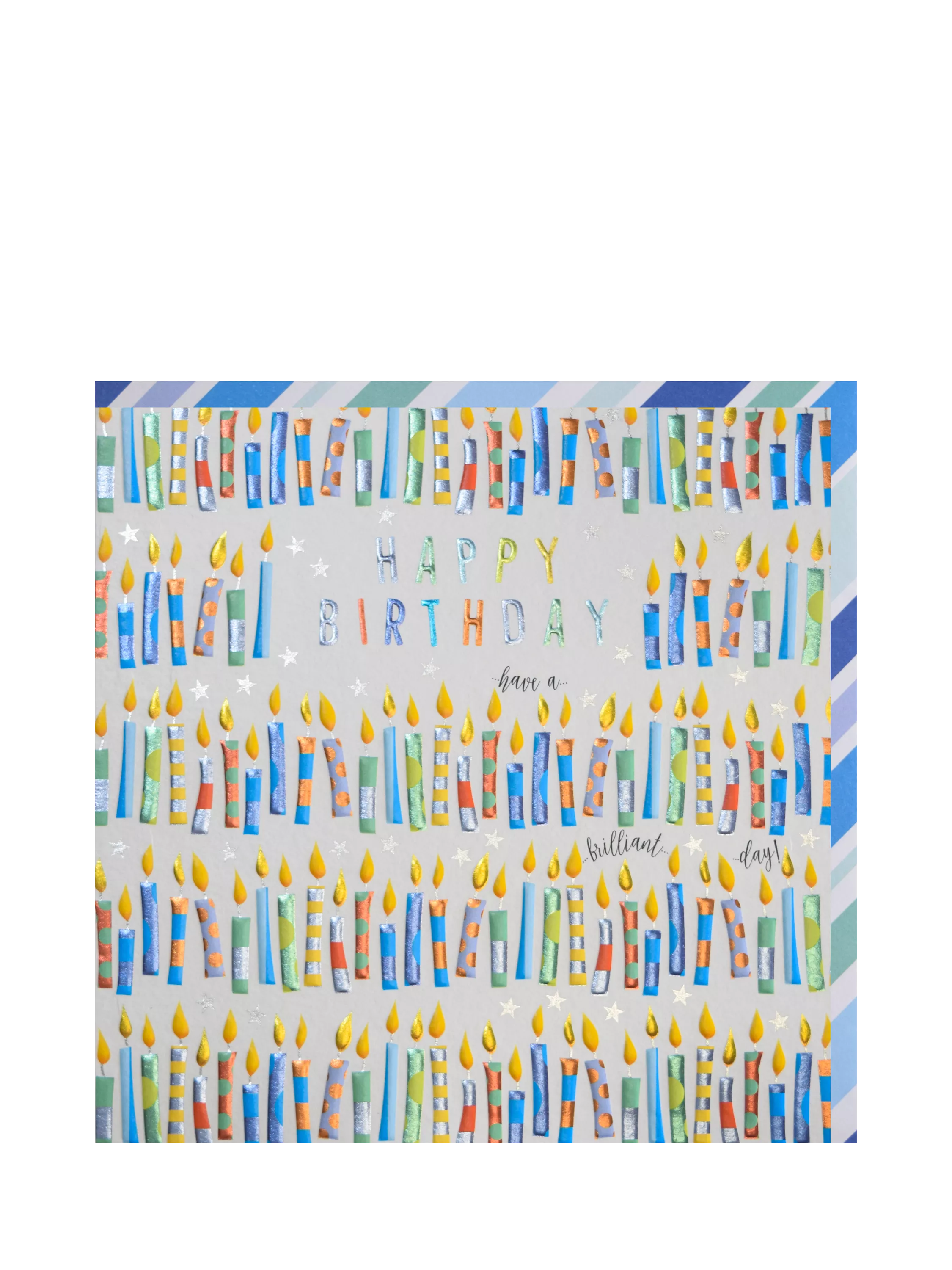 Wendy Jones Blackett stripe candles birthday card 165mm - British product