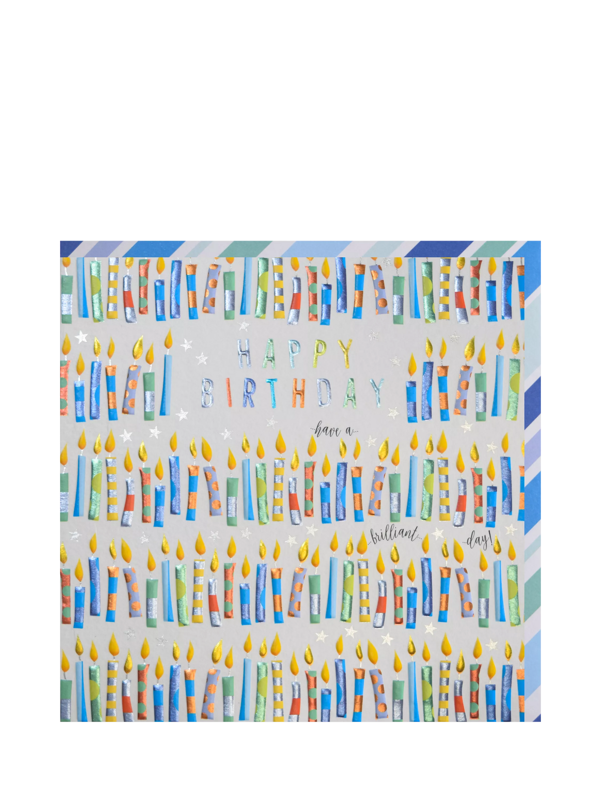 Wendy Jones Blackett stripe candles birthday card 165mm - British product