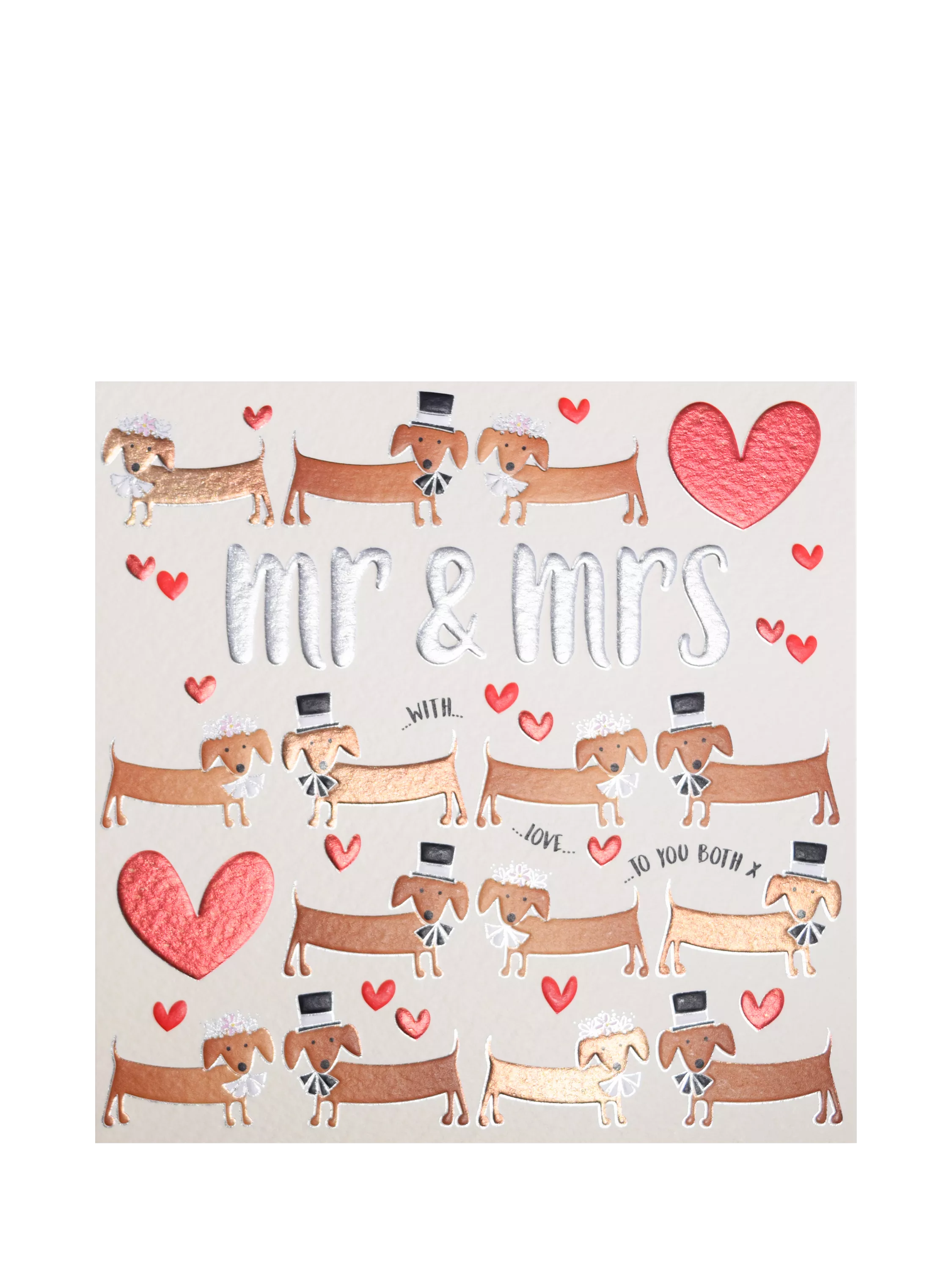 Wendy Jones Blackett wedding card Mr & Mrs Sausage Dogs 130mm, imported from the UK