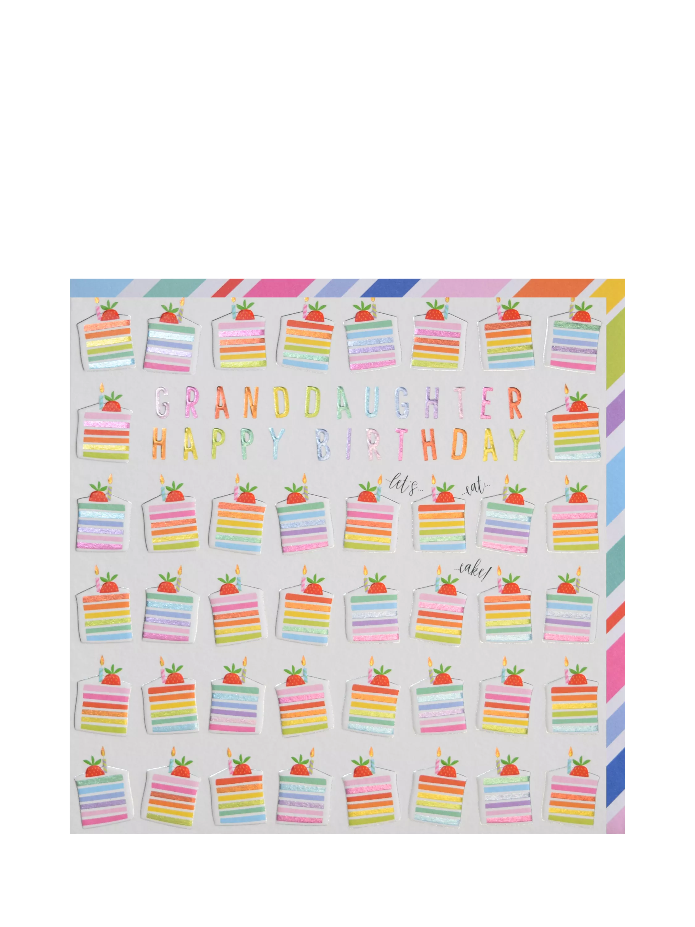 Wendy Jones Blackett rainbow cake birthday card for granddaughter, imported from the UK