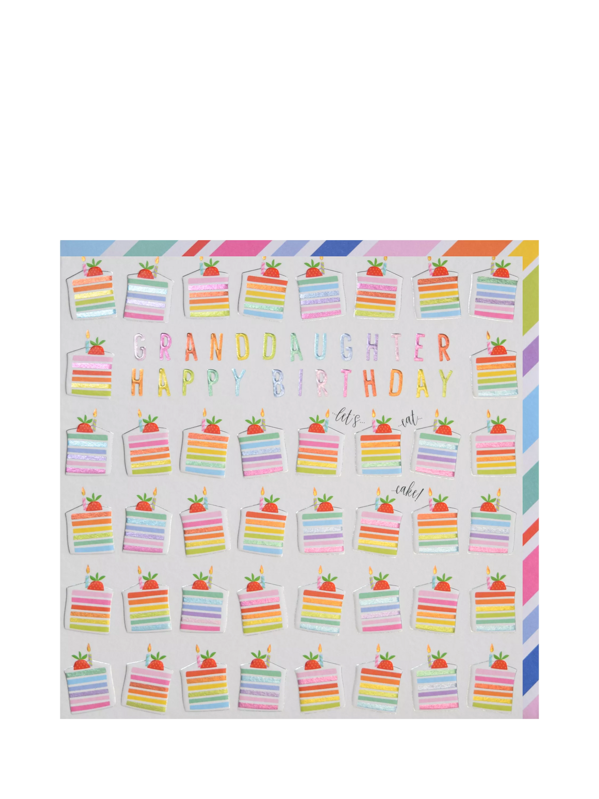 Wendy Jones Blackett rainbow cake birthday card for granddaughter, imported from the UK