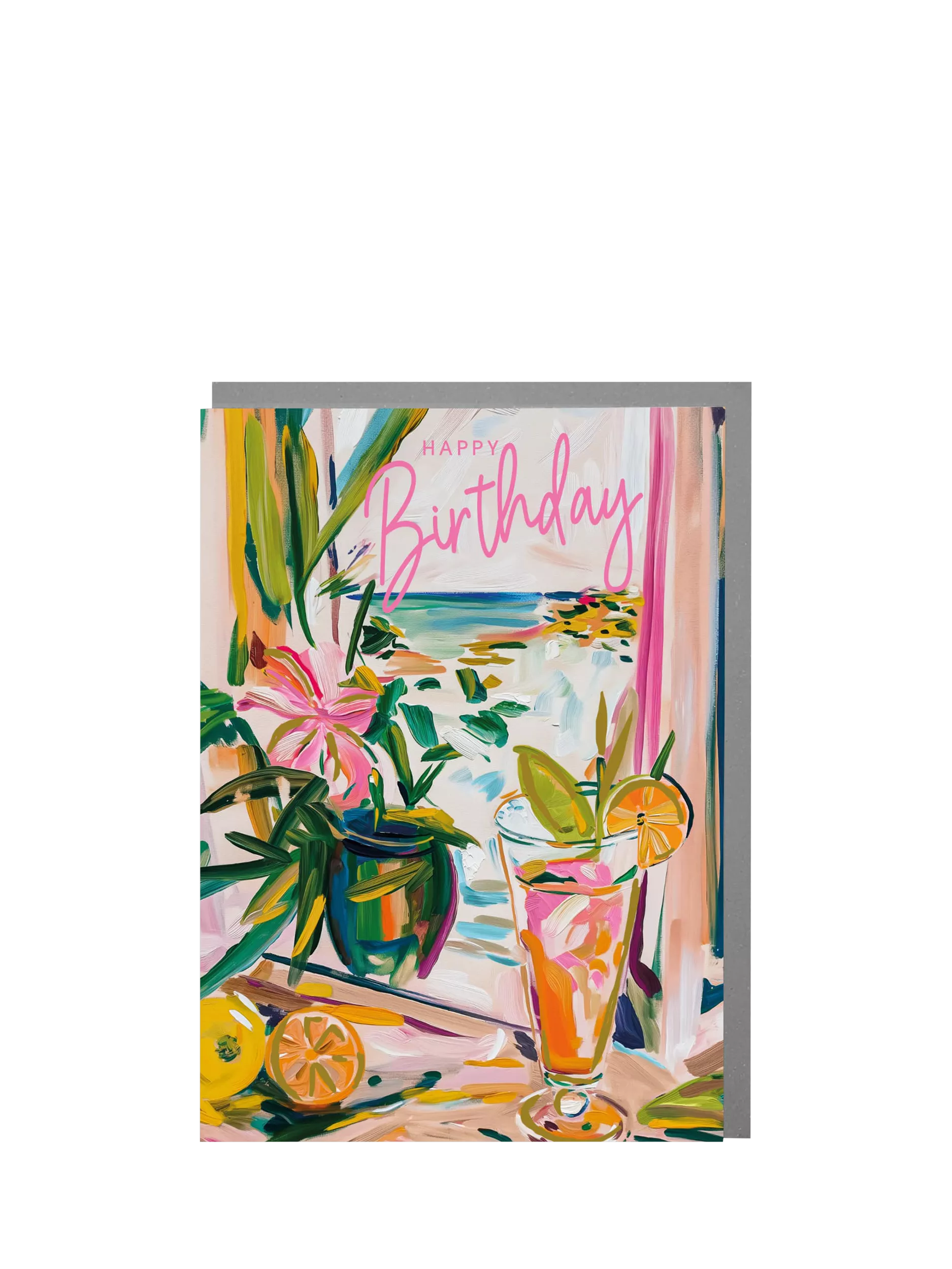 Lola Design Cocktail in Bahamas birthday card with envelope - British product