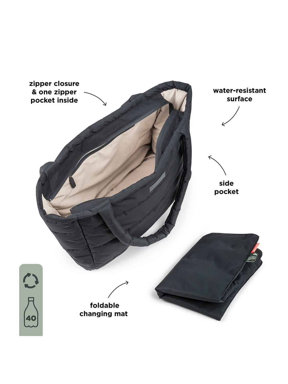Done by Deer quilted changing tote bag in black (British brand)