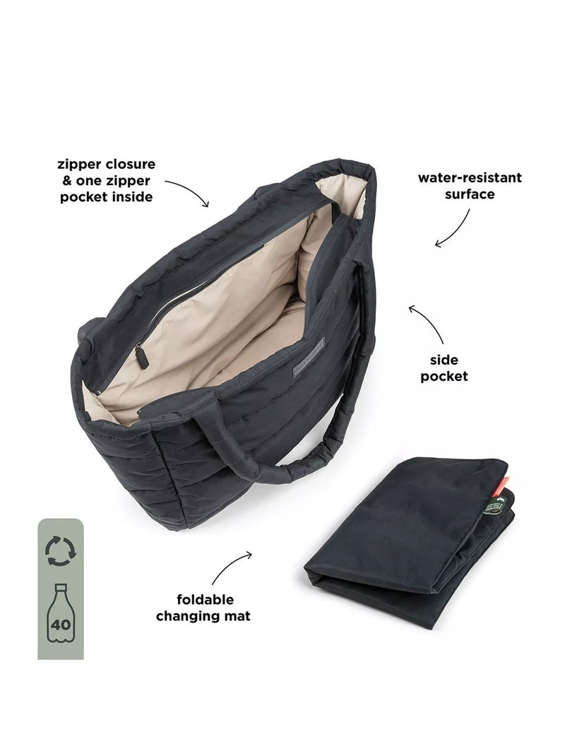 Done by Deer quilted changing tote bag in black (British brand)