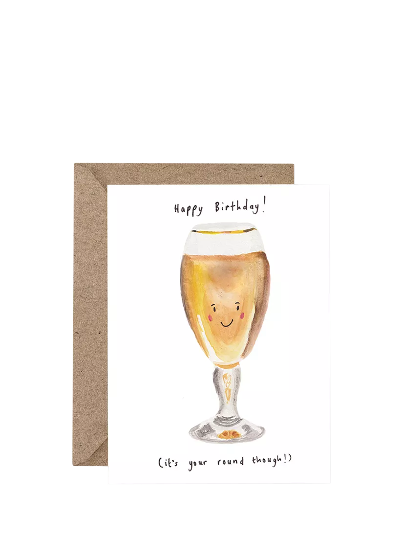 Western Sketch beer-themed birthday card, UK version