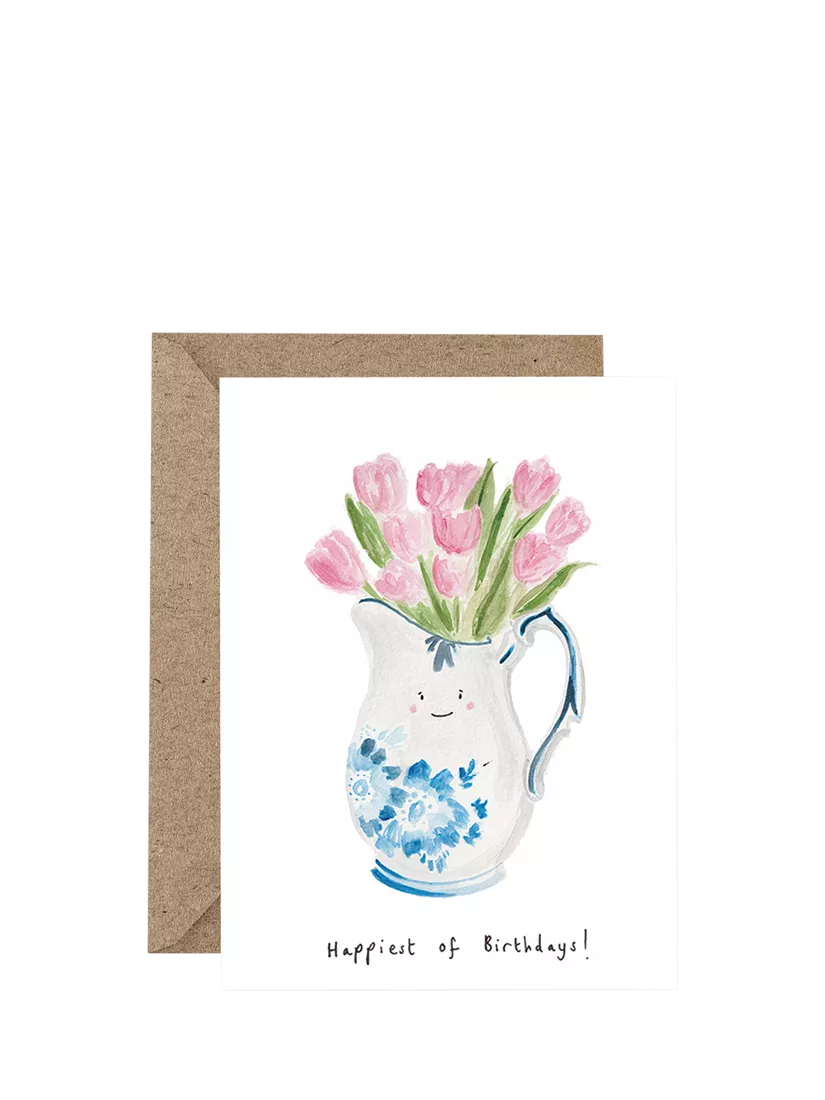 Western Sketch Tulips birthday card with envelope, UK version