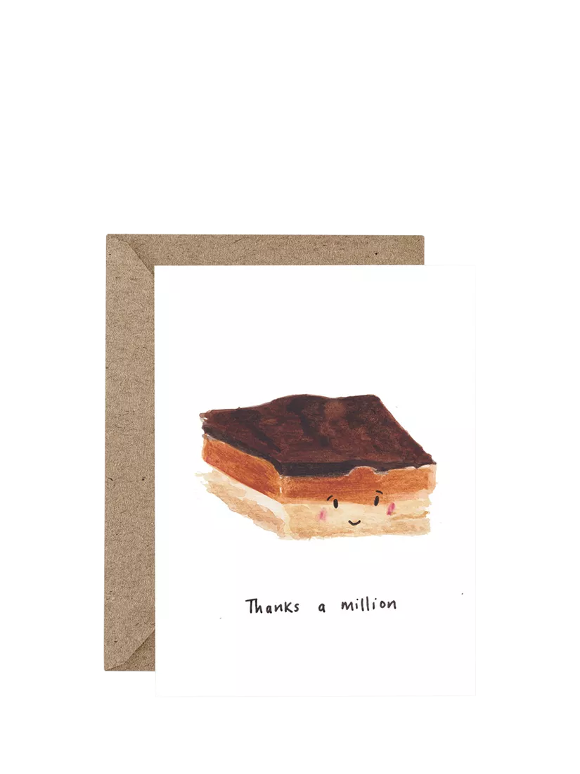 Western Sketch Millionaires Shortbread thank you card (British brand)