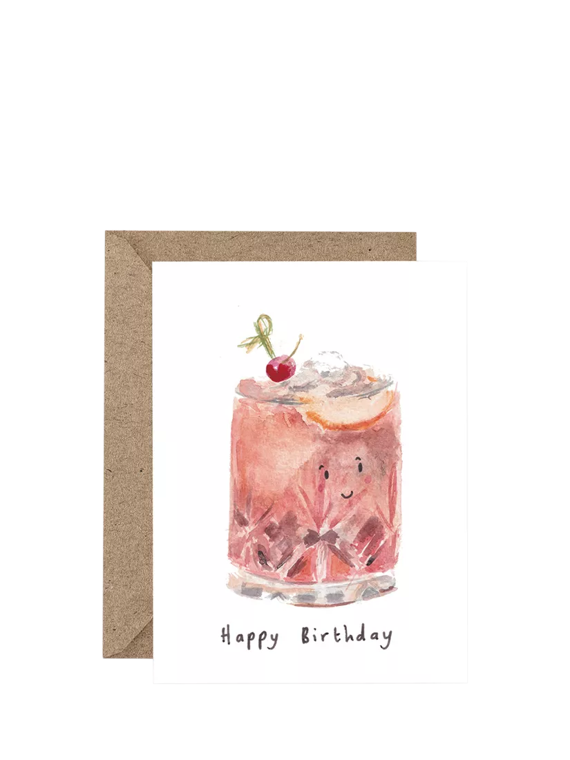 Western Sketch Old Fashioned birthday card (British brand)