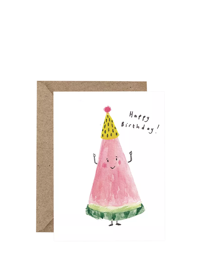 Western Sketch watermelon birthday card 163x117mm - British product