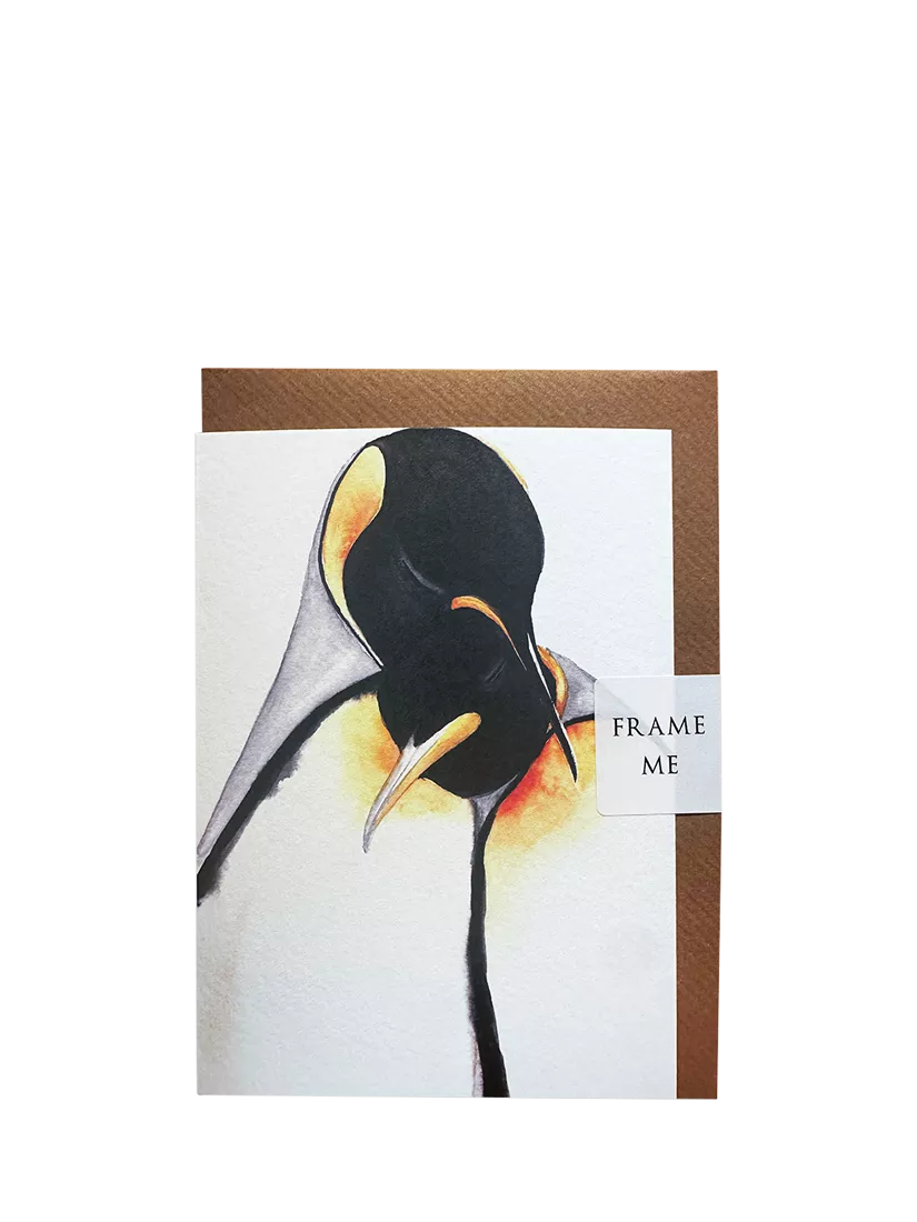 Wild Earth Art Penquin Love blank greeting card, imported from the UK