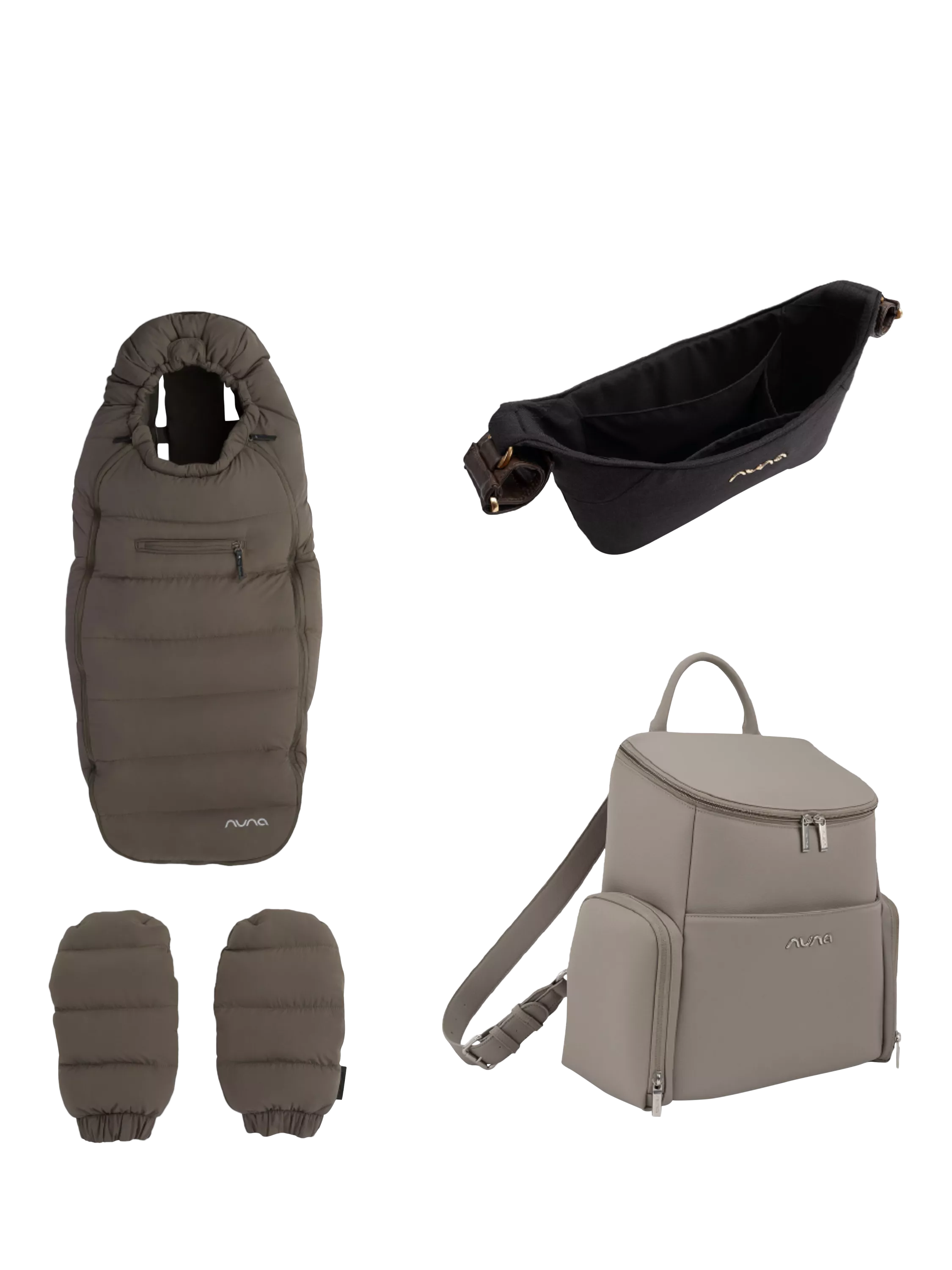 Nuna Winter Stroller Set with Organiser and Essential Bag Accessories, Chestnut