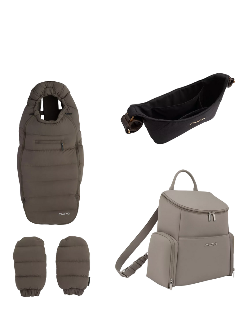 Nuna Winter Stroller Set with Organiser and Essential Bag Accessories, Chestnut