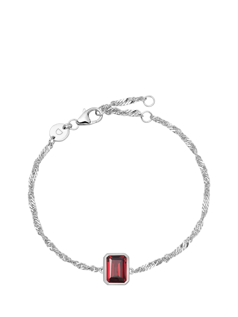 Daisy London January Garnet Birthstone Bracelet Gold Plated Sterling Silver