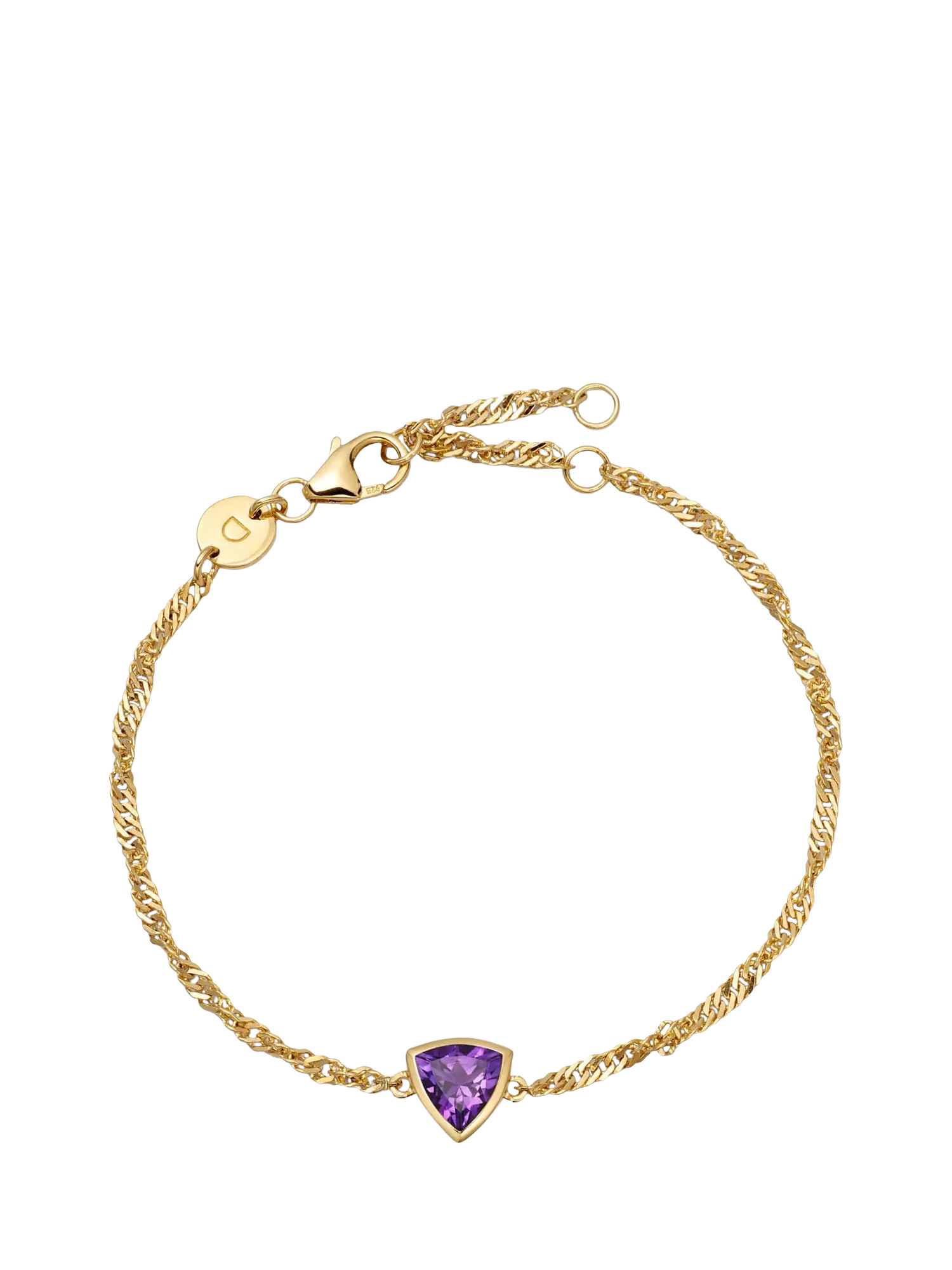 Daisy London gold plated amethyst birthstone bracelet (British brand)