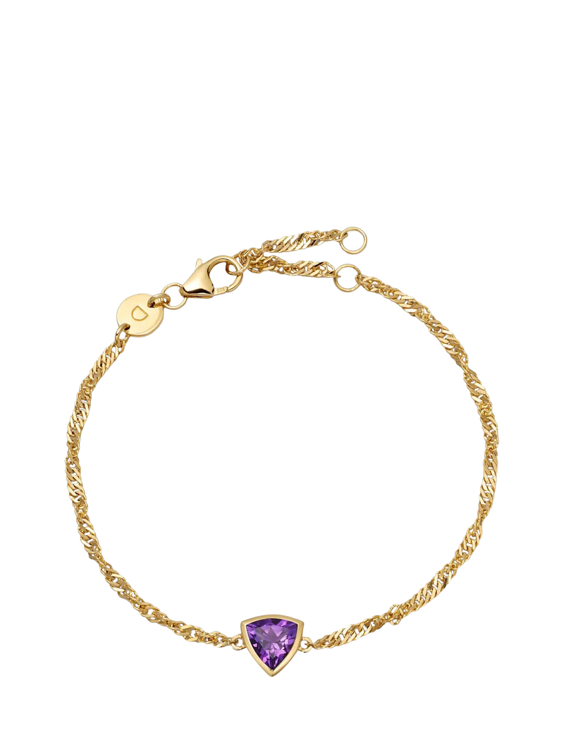 Daisy London gold plated amethyst birthstone bracelet (British brand)