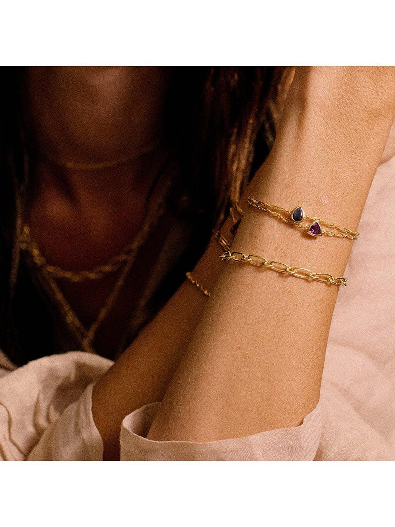 Daisy London gold plated amethyst birthstone bracelet (British brand)