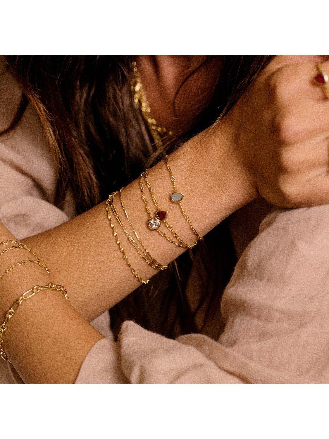 Daisy London birthstone bracelet with aquamarine stone, imported from the UK