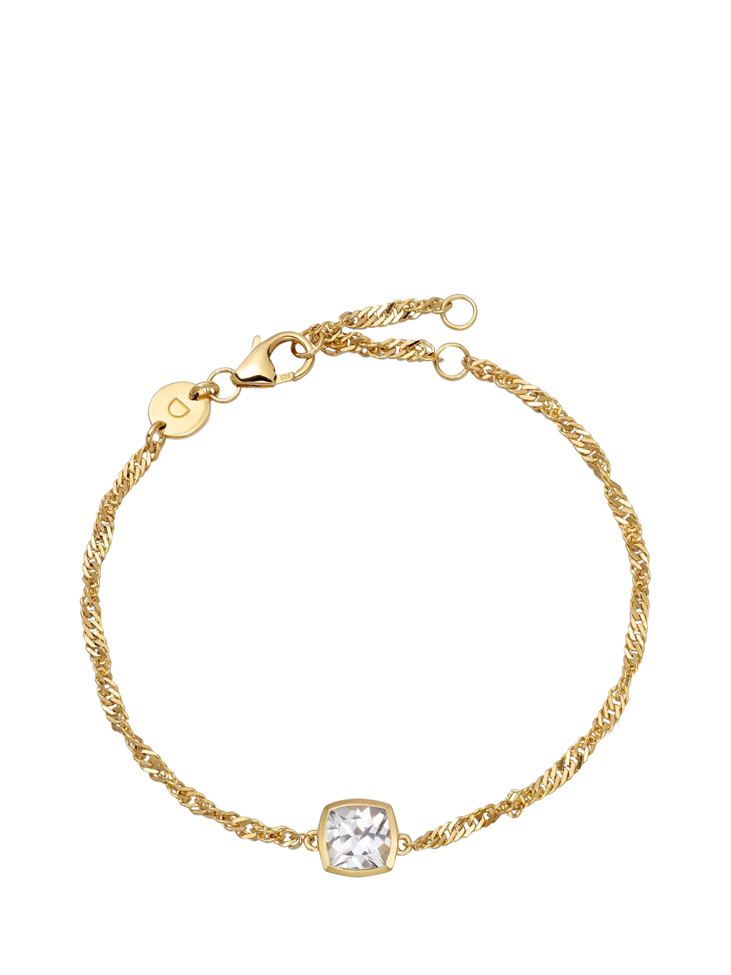 Daisy London Moonstone birthstone bracelet, gold plated (British brand)