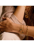 Daisy London birthstone bracelet May emerald 925 sterling silver gold plated (British brand)