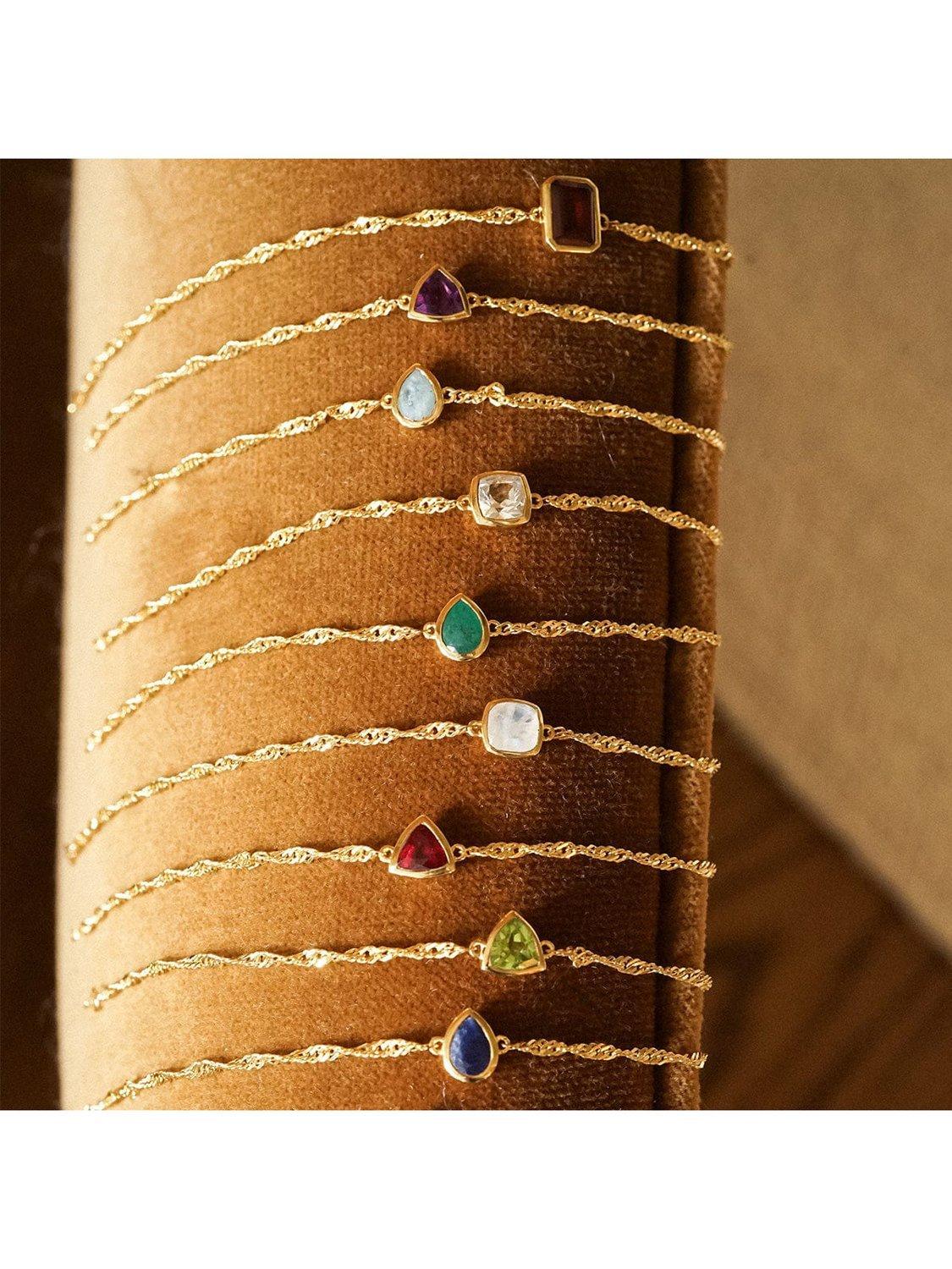 Daisy London birthstone bracelet May emerald 925 sterling silver gold plated (British brand)
