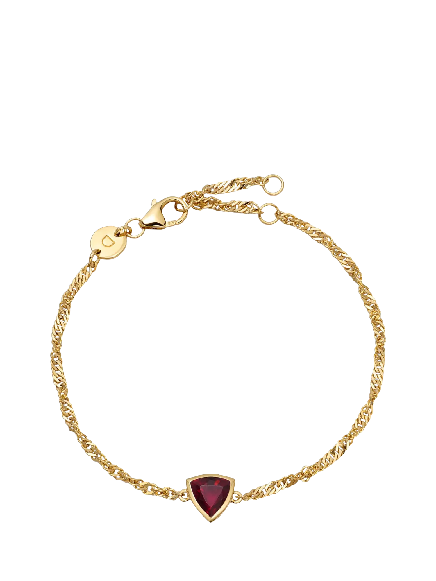 Daisy London ruby bracelet gold plated silver, imported from the UK
