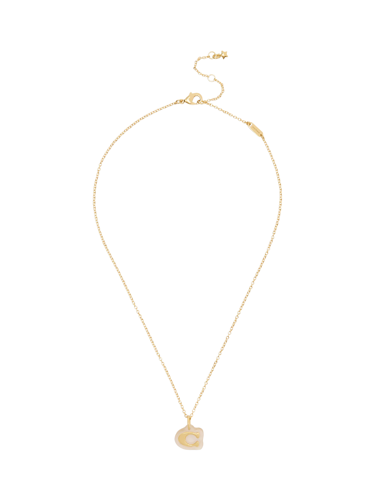 Coach gold pendant necklace with lucite and cubic zirconia, imported from the UK