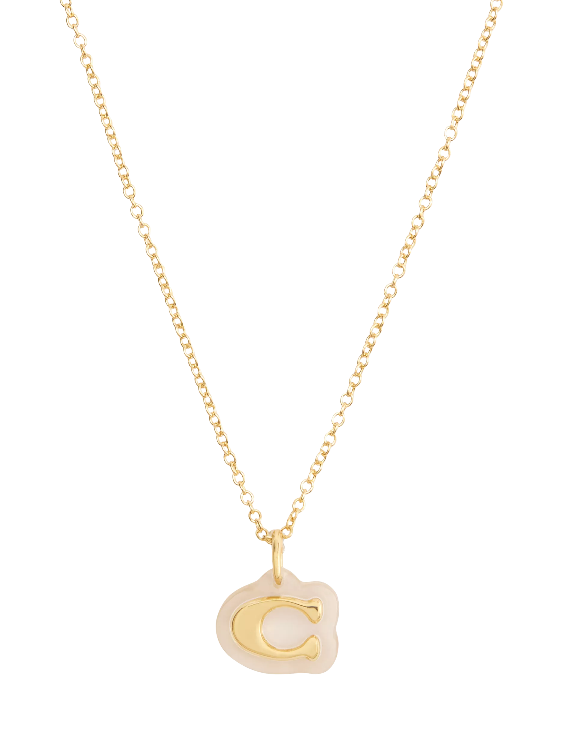 Coach gold pendant necklace with lucite and cubic zirconia, imported from the UK