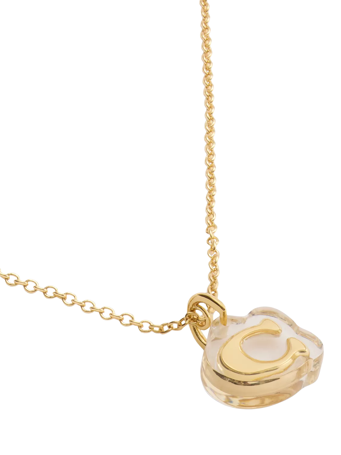 Coach gold pendant necklace with lucite and cubic zirconia, imported from the UK