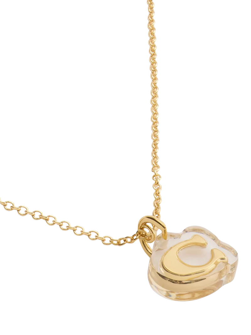 Coach gold pendant necklace with lucite and cubic zirconia, imported from the UK