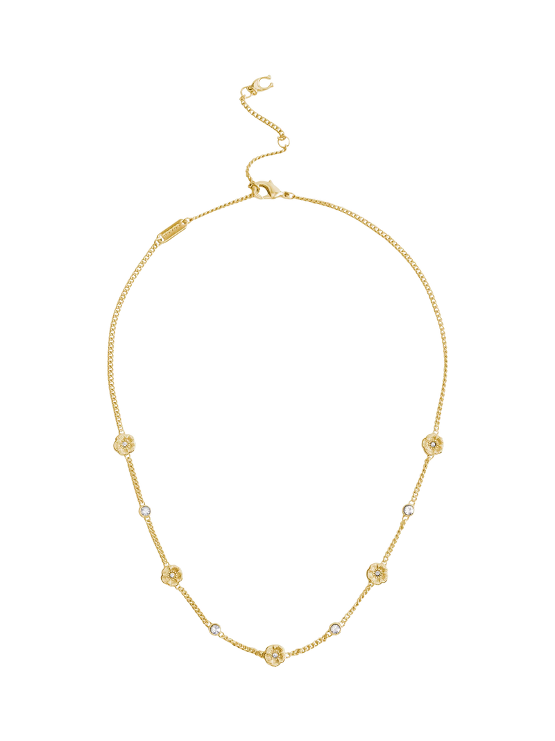 Coach curb chain necklace, gold-toned with crystal stones, imported from the UK